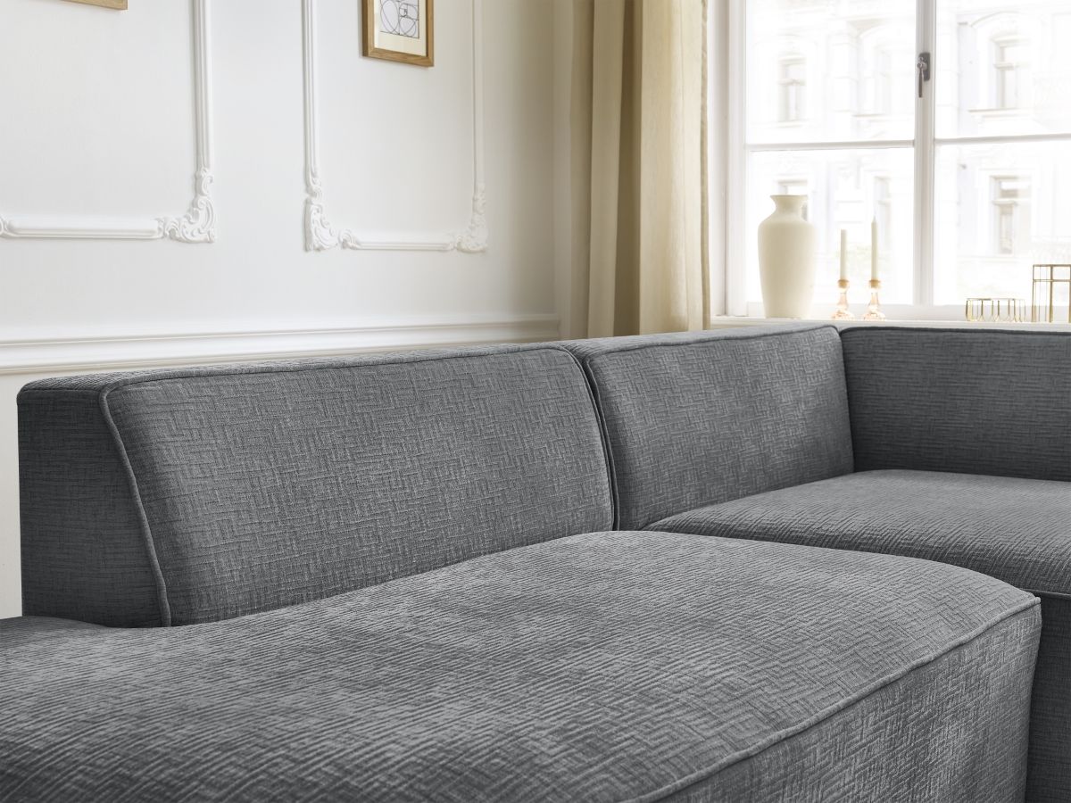 Bobochic Rousseau Ecksofa Strukturstoff Dunkelgrau Ecke rechts