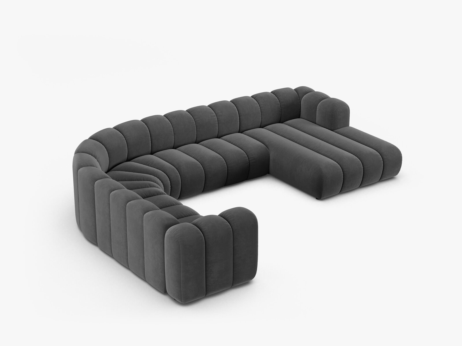 Micadoni Modulares Panorama Ecksofa Lupine 6-Sitzer Links Samt Venus Grau