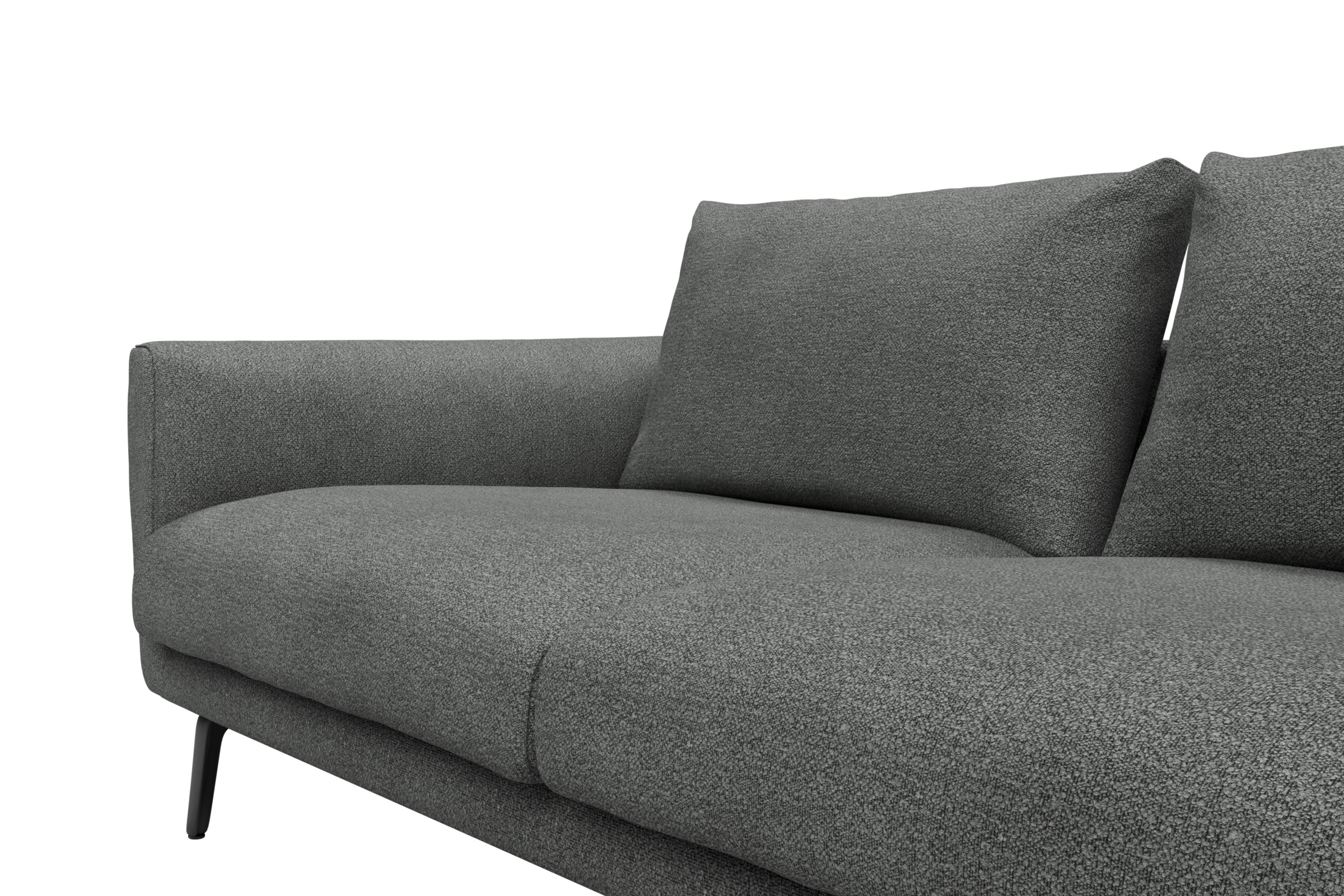 Ecksofa Karl Chaiselongue rechts mit 2,5-Sitzer Boucle-Ash-Grey