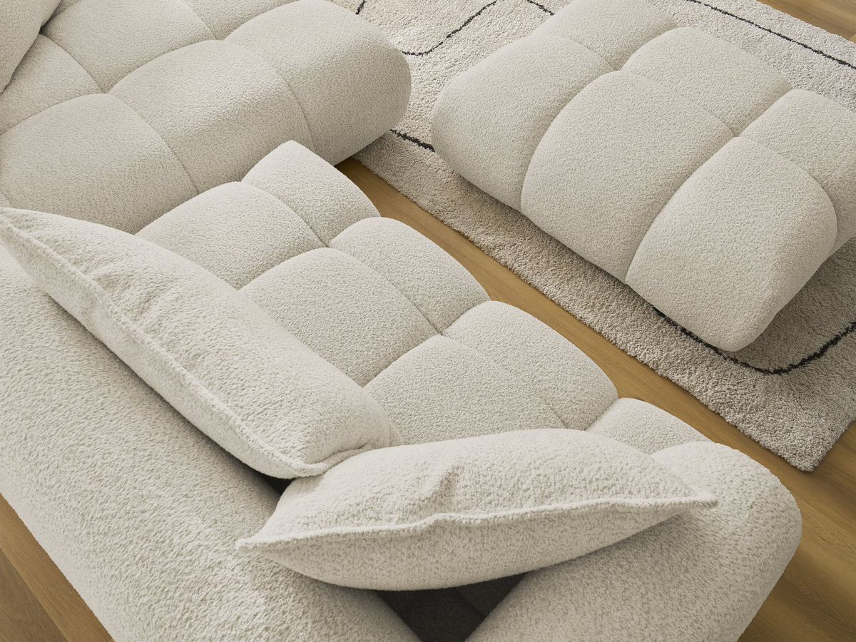 Bobochic Alya Ecksofa mit Pouf Bouclé-Stoff Beige Ecke rechts