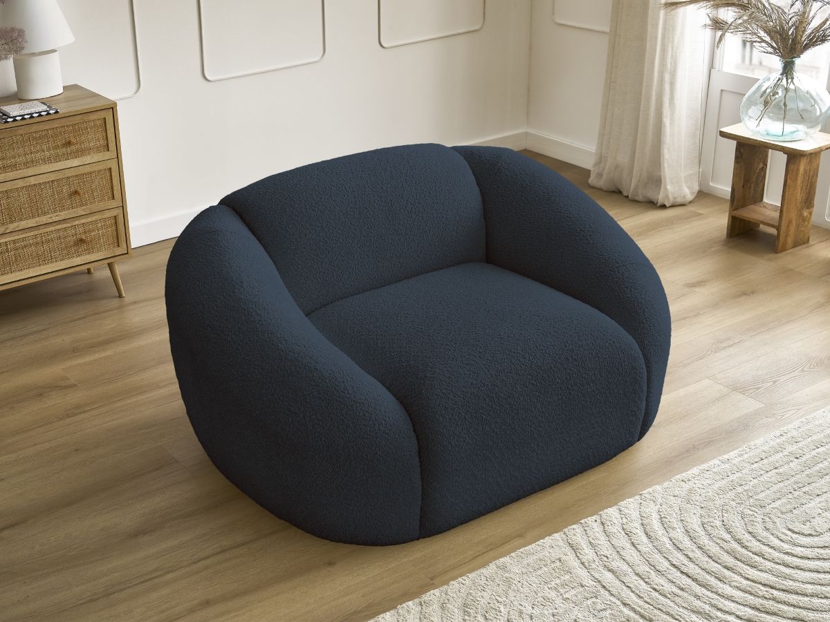 Bobochic Tina Sessel Bouclé-Stoff Dunkelblau