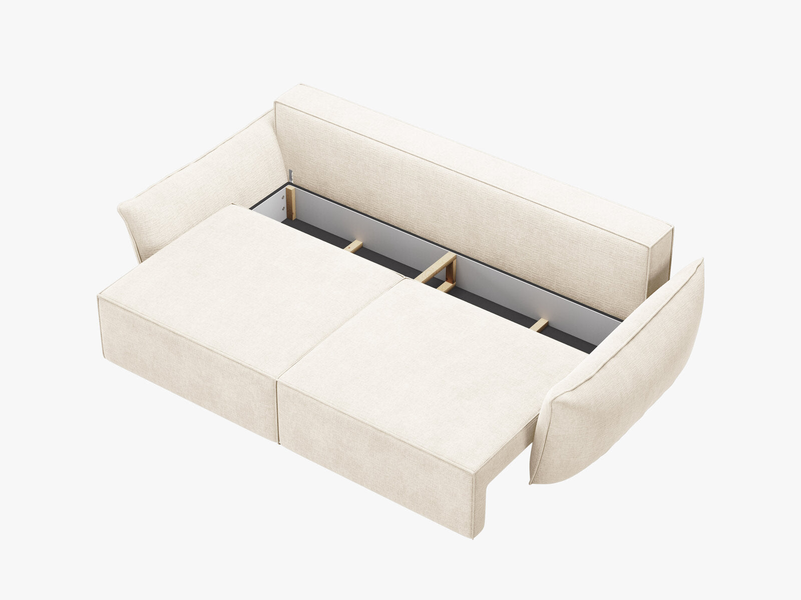 Micadoni Kaelle Schlafsofa 3-Sitzer mit Bettkasten Chenille Over The Horizon Helles Beige