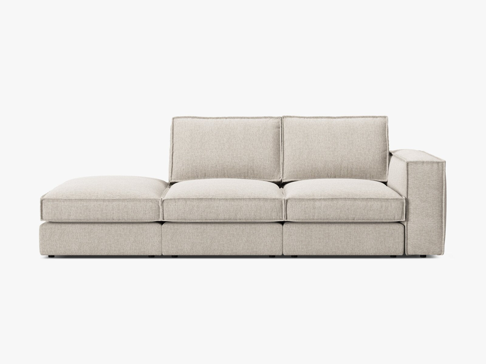 Micadoni modulares offenes Sofa Pola 3-Sitzer Links Strukturierter Stoff Babel Sand