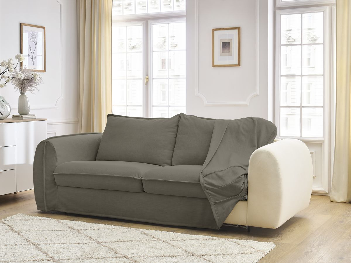 Bobochic Archimede Schlafsofa 3-Sitzer Stoff Taupe, Liegefläche 160 × 194 cm