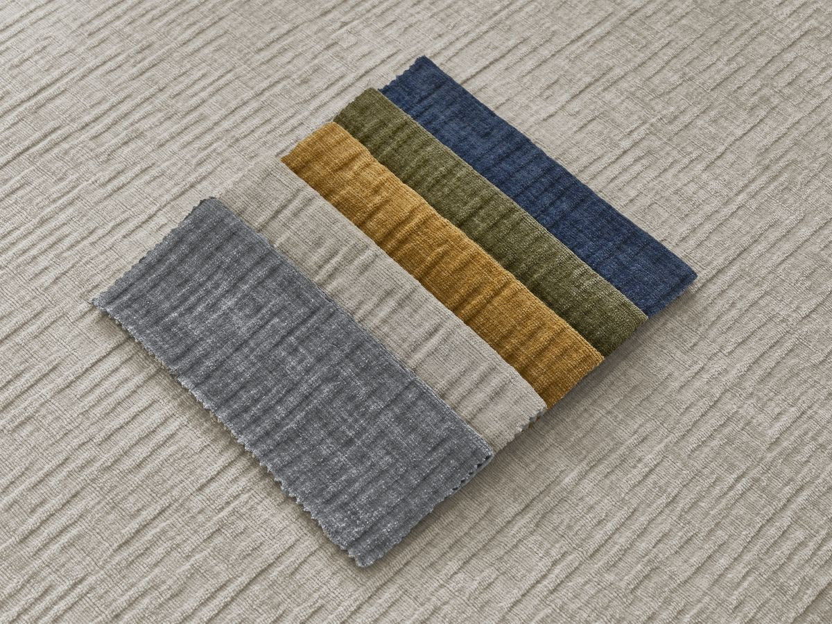 Bobochic Atilla Ecksofa mit Schlaffunktion und Bettkasten und Pouf Strukturstoff Beige Ecke links