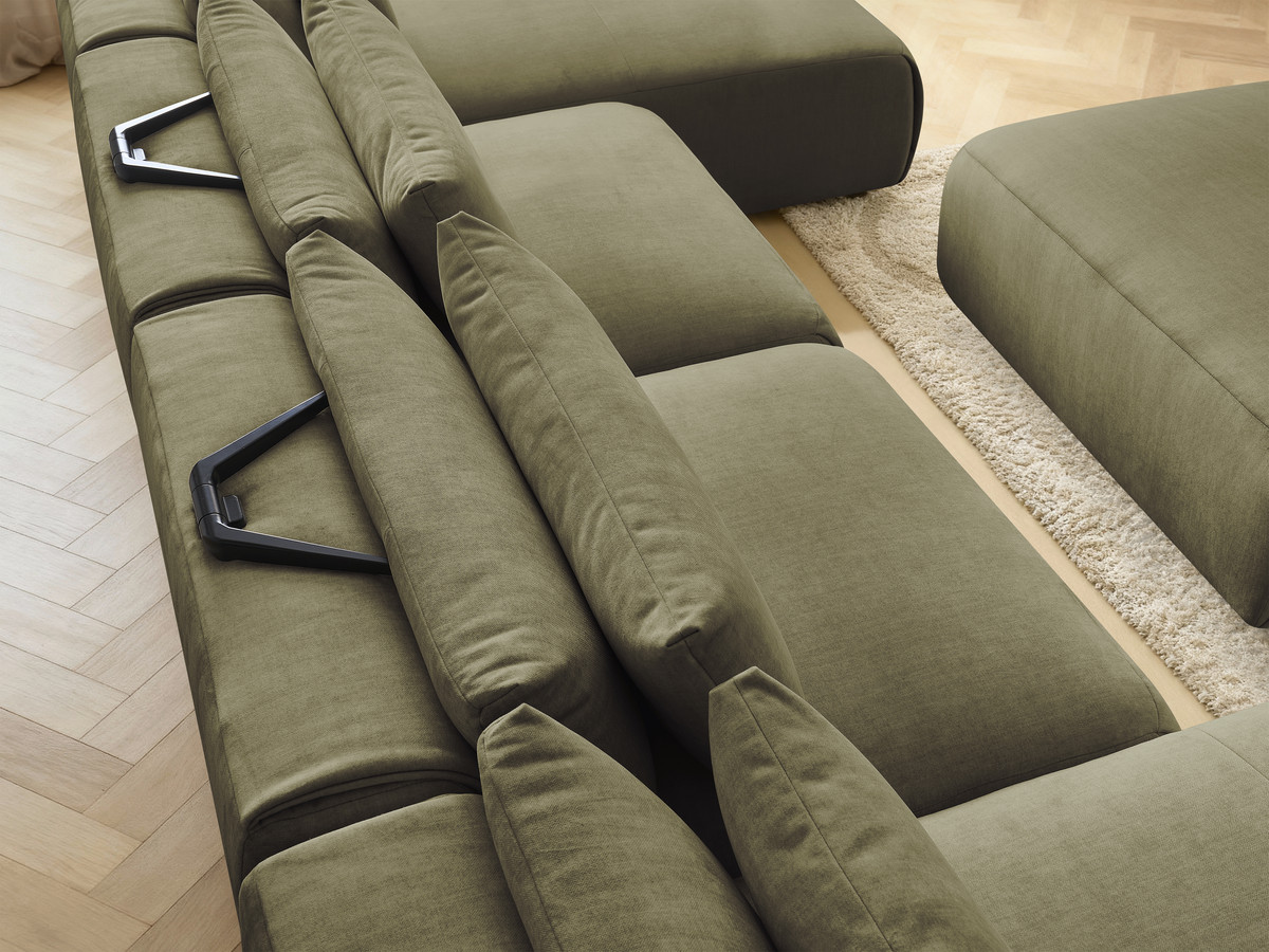 Bobochic Jana Wohnlandschaft mit großem Pouf Samt Grün