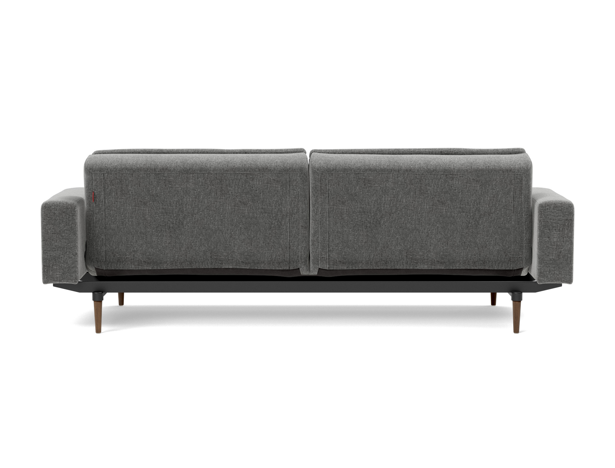 Schlafsofa Dublexo mit Armlehnen Strukturierter Stoff Twist 563-Charcoal Beine Styletto Eiche dunkel