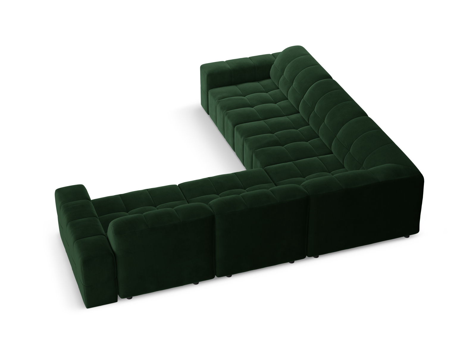 Cosmopolitan Design Symmetrisches Ecksofa Chicago 4-Sitzer Samt Bluvel Flaschengrün