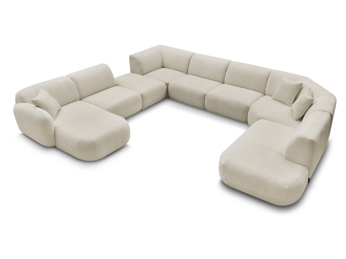 Bobochic Anda Wohnlandschaft mit Pouf 396 × 357 cm Chenille Beige Ecke links
