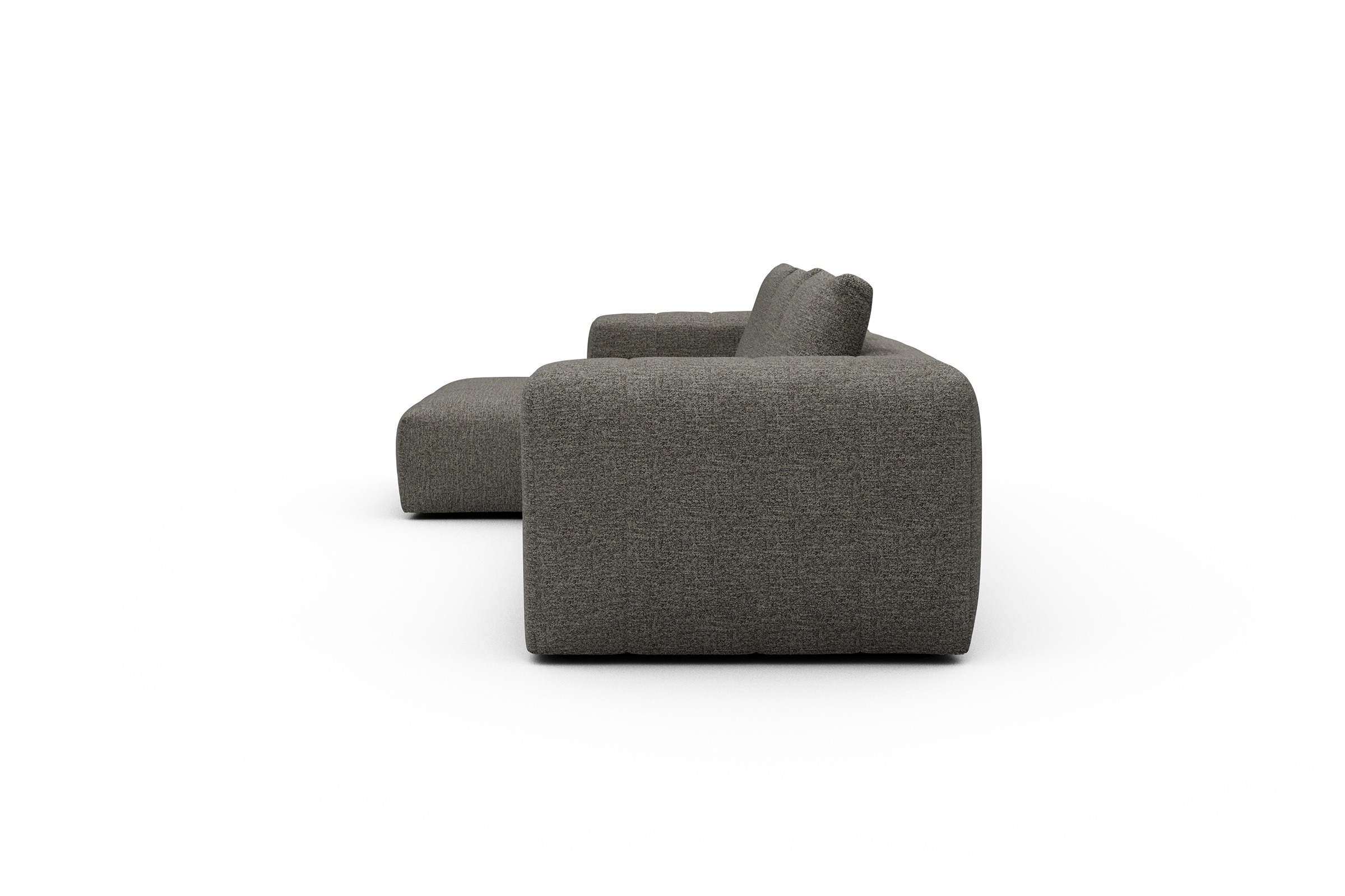 Ecksofa Hugo 2,5-Sitzer Armlehne rechts mit Chaiselongue Carreno-Sepie-Brown