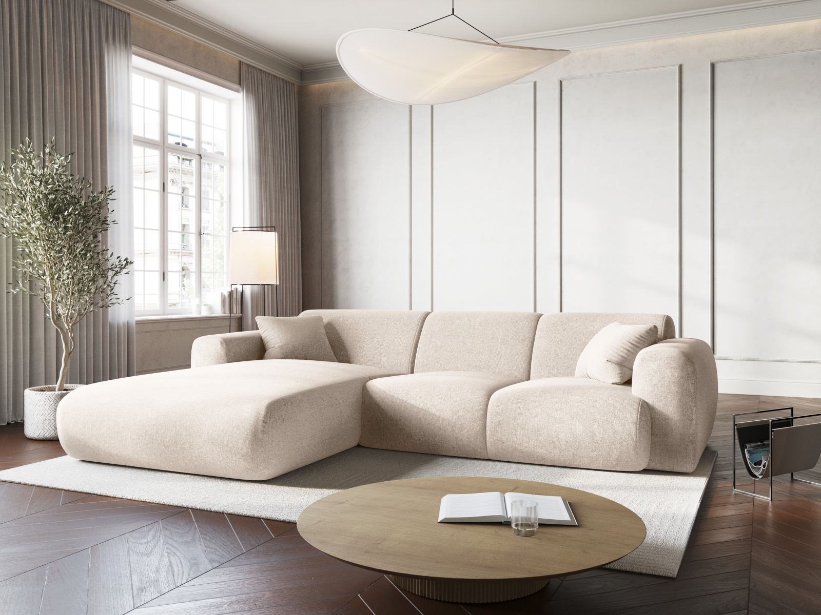 Cosmopolitan Design Ecksofa Nolio 4-Sitzer Chenille Haga Helles Beige Links