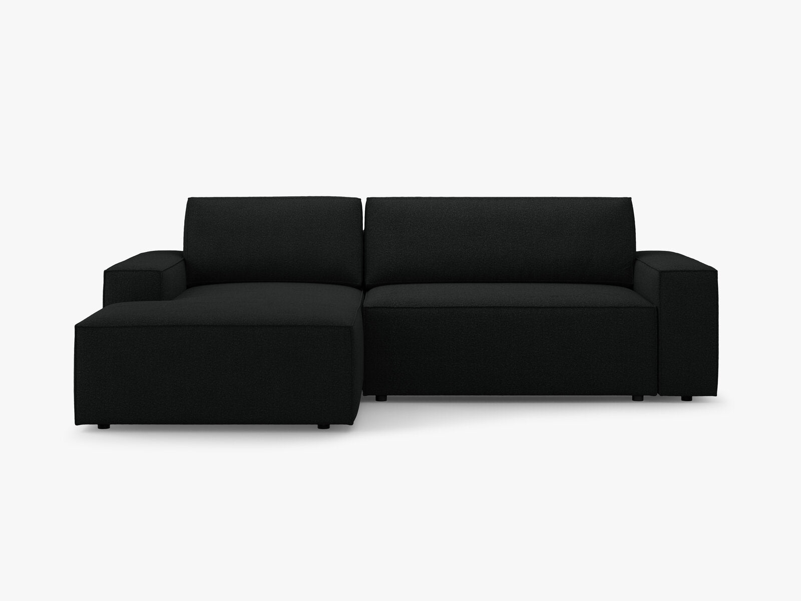 Micadoni Schlaf-Ecksofa Jodie 3-Sitzer Links Boucle Schwarz