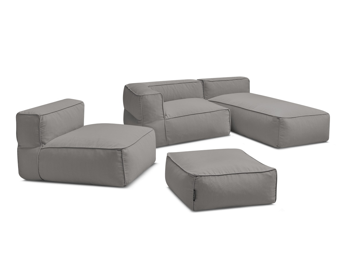Bobochic Giulia Gartensofa 4-Sitzer mit Pouf, 1 Eckmodul Stoff Dunkelgrau