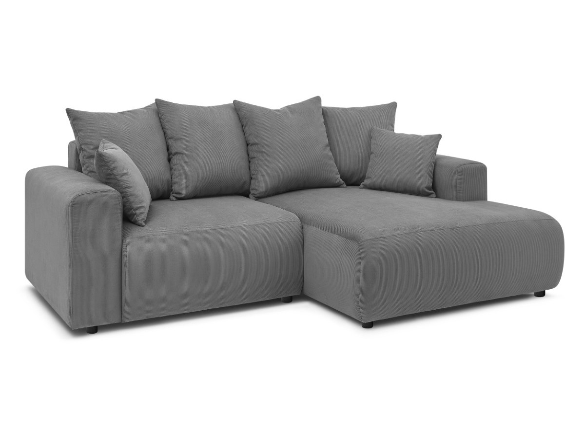 Bobochic Enjoy Ecksofa Cordsamt Dunkelgrau Ecke rechts