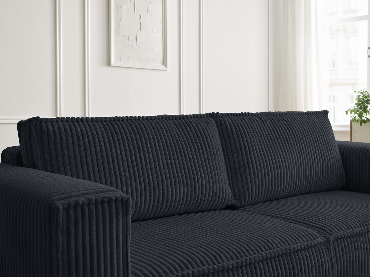 Bobochic Chelsea Sofa 3-Sitzer Breitcord weich Schwarz