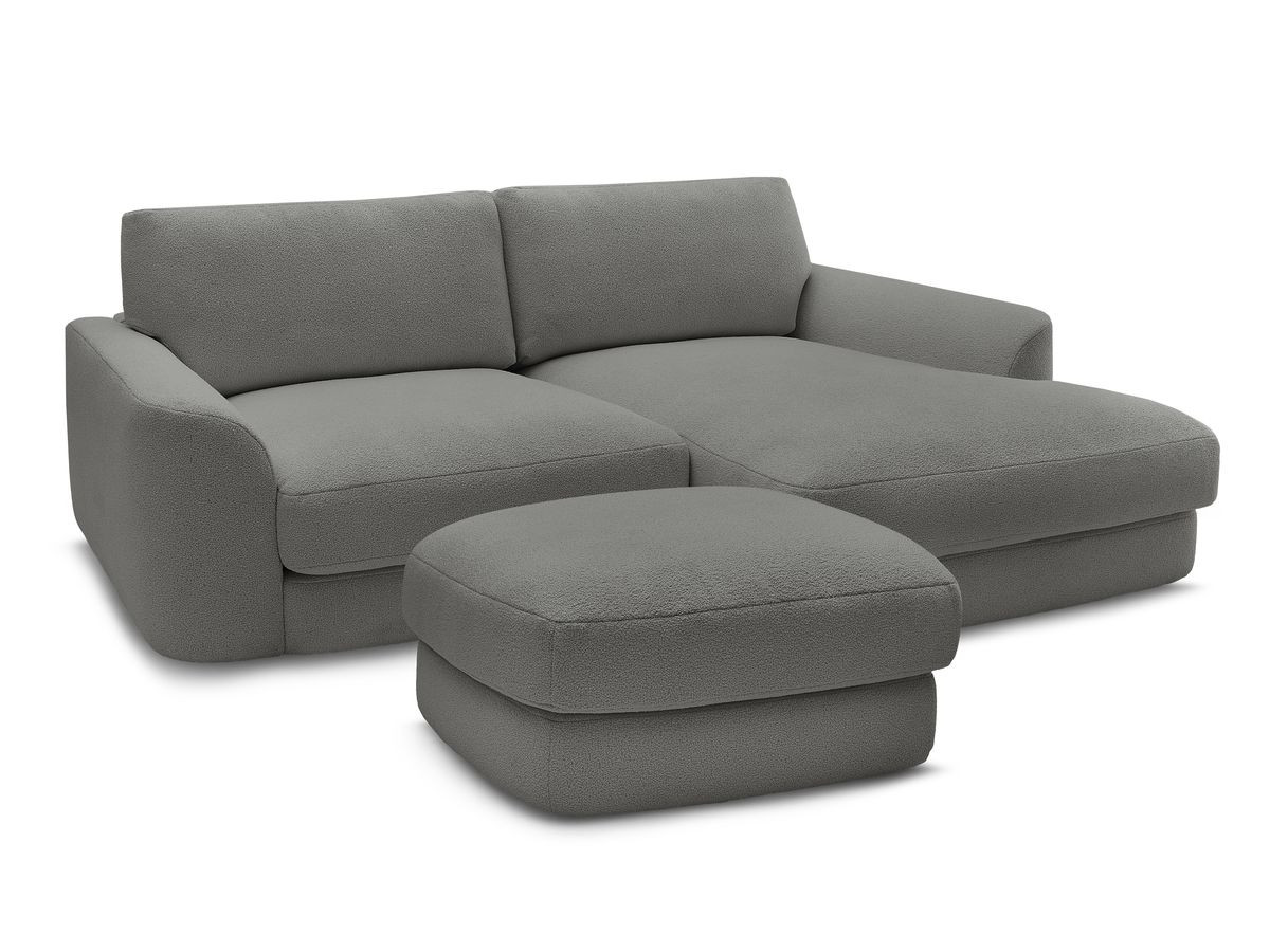 Bobochic Leonore Ecksofa mit Pouf Bouclé-Stoff Dunkelgrau Ecke rechts