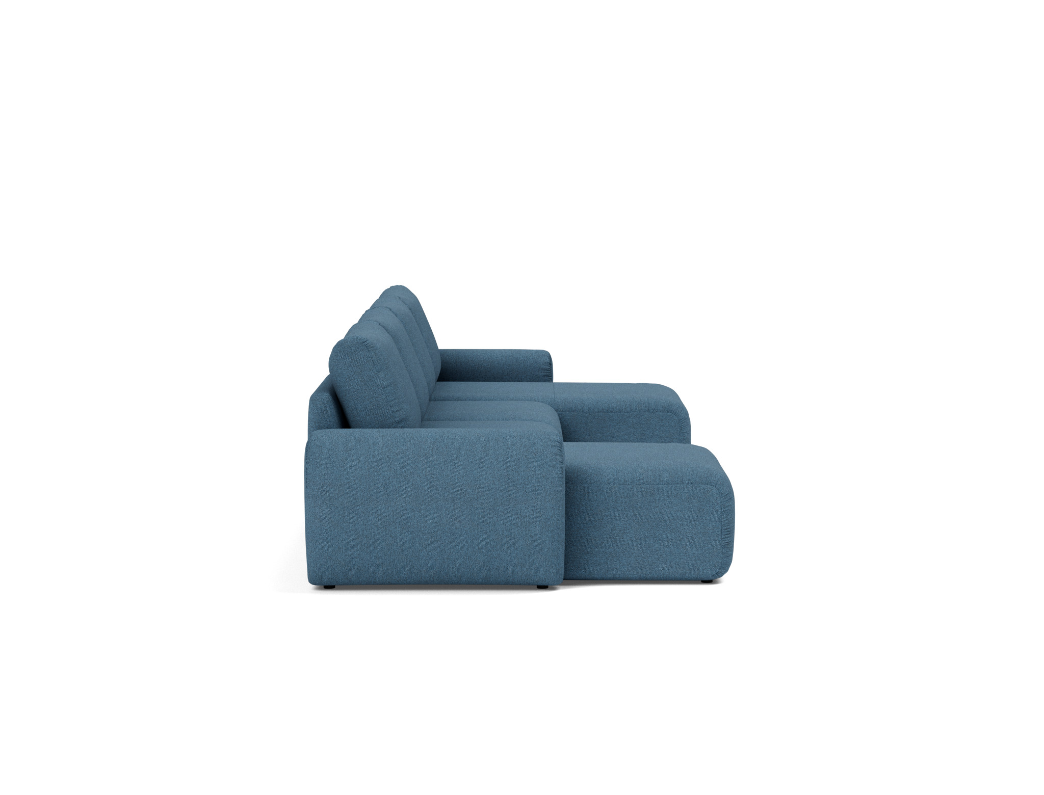Schlafsofa Norum U-Form mit Curve-Armlehnen Strukturierter Stoff Weda 302-Weda-Blue