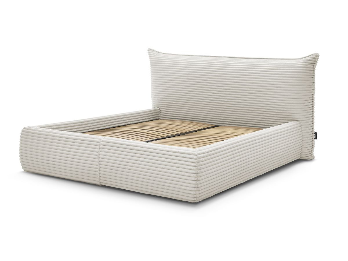Bobochic Jade Polsterbett mit Bettkasten Cordsamt Beige, Liegefläche 160 × 200 cm