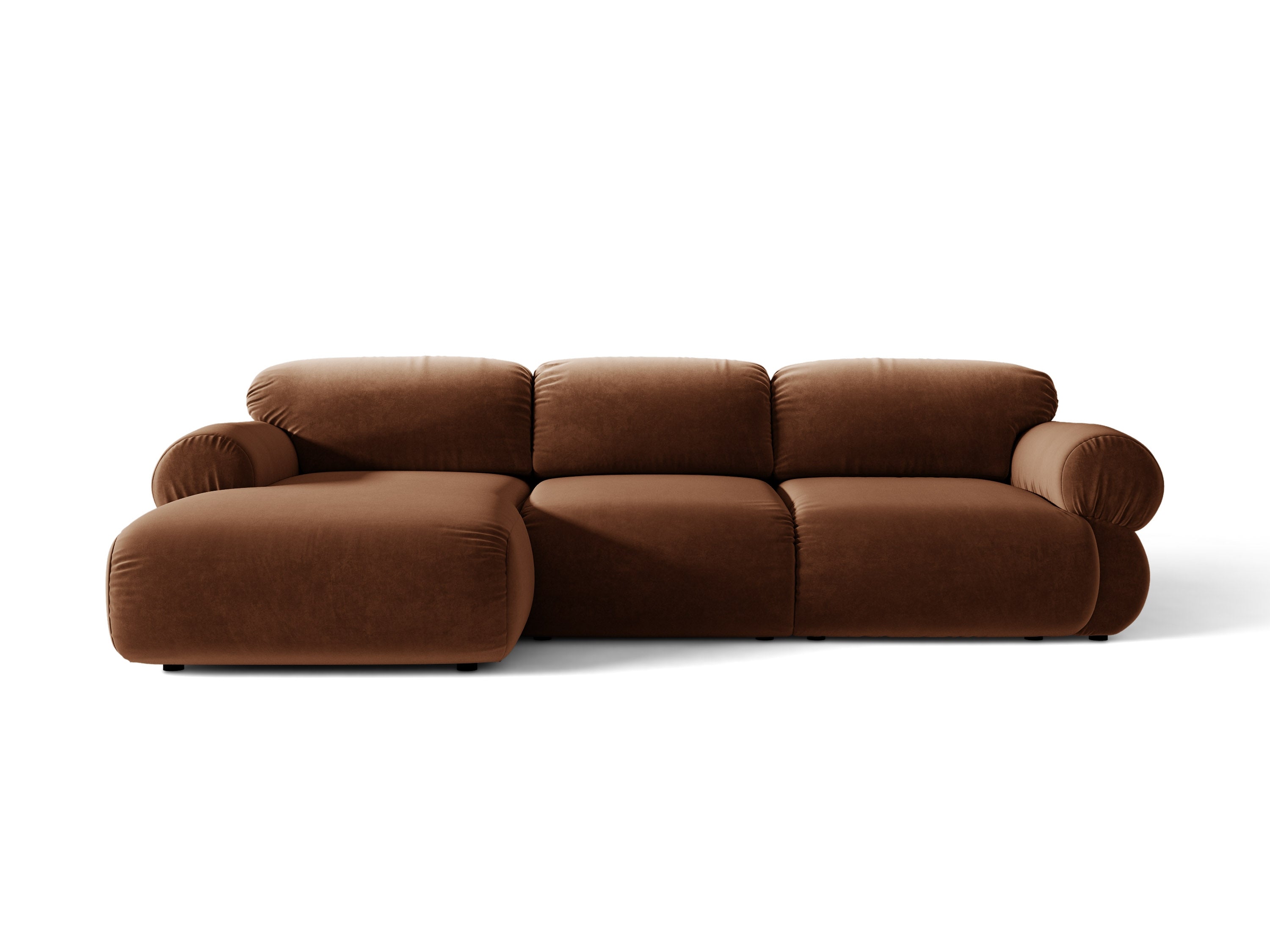 Micadoni Ophelia Ecksofa 6-Sitzer Links Samt Salvador Braun