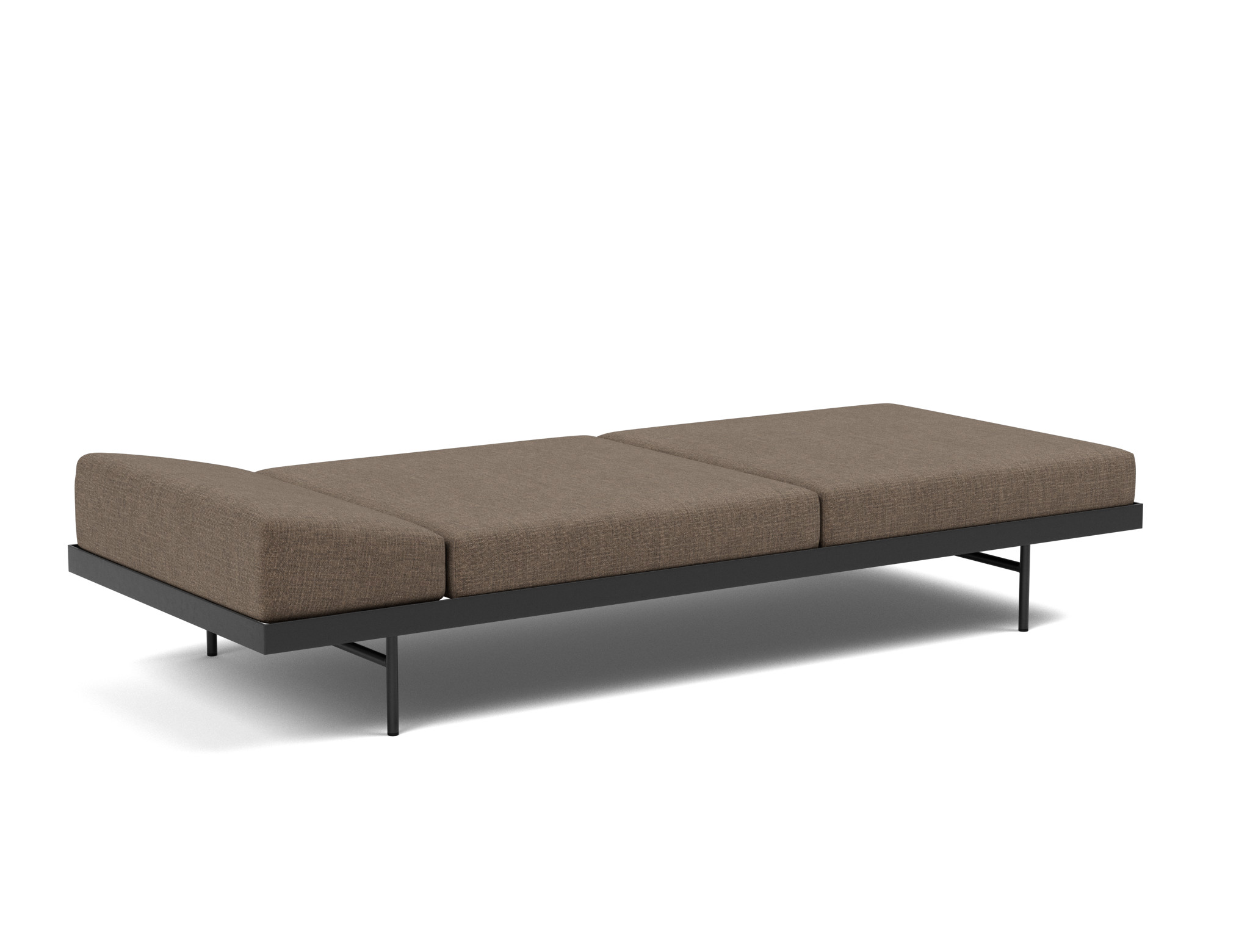 Tagesbett Puri Chenille Esina 411-Cedar-Brown Beine mit Eichentisch