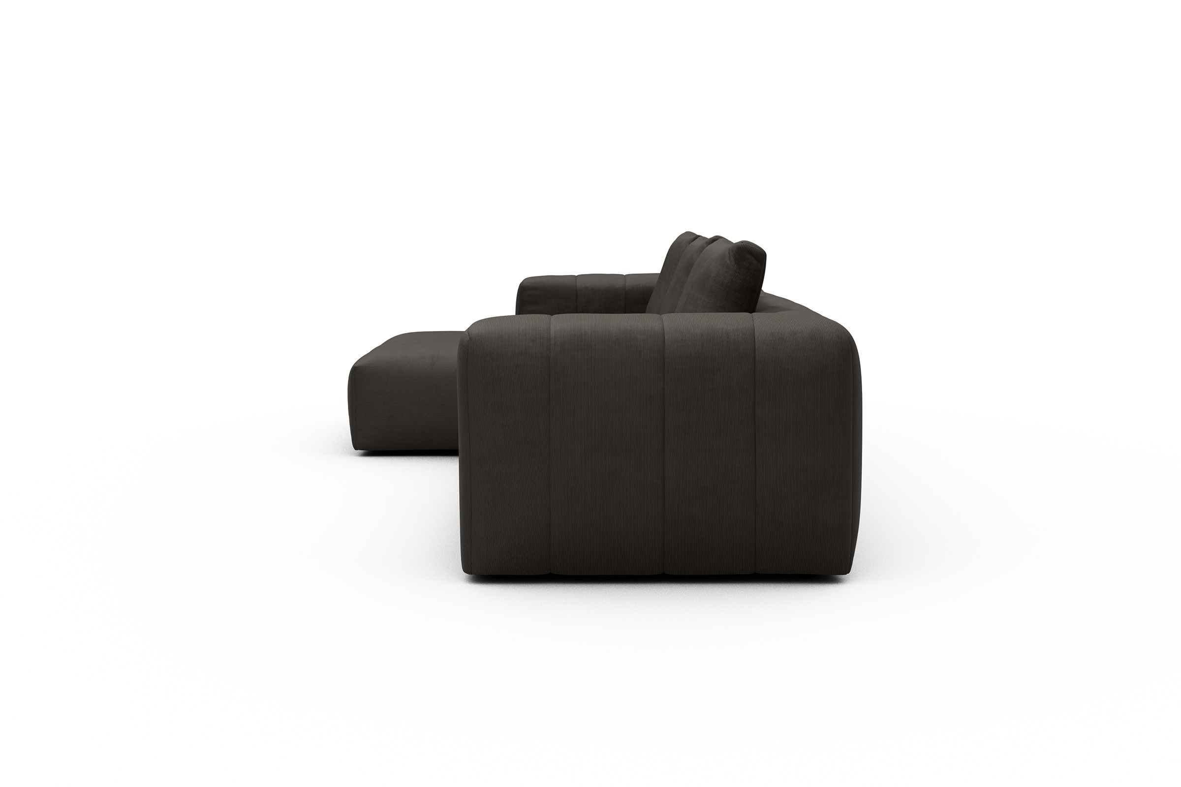 Ecksofa Hugo 2,5-Sitzer Armlehne rechts mit Chaiselongue Cordufine-Taupe
