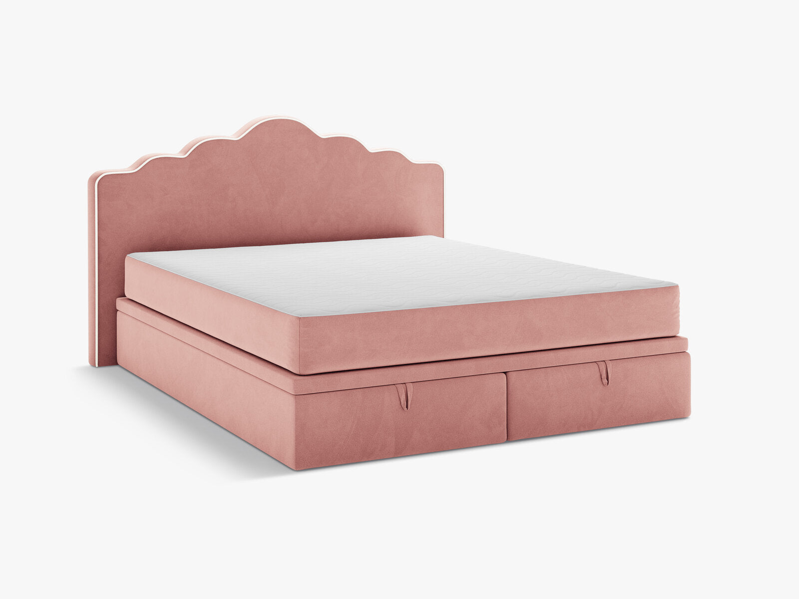 Micadoni Dream Boxspringbett mit Bettkasten und Kopfteil Samt Magic Velvet Elfenbein / Rosa 160x200