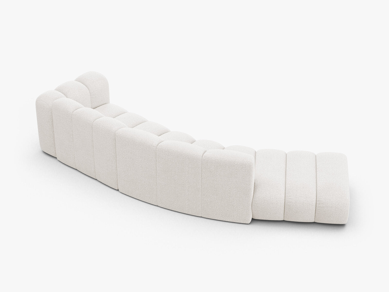 Micadoni Modulares Sofa Lupine 5-Sitzer Links Boucle Baloo Weiß