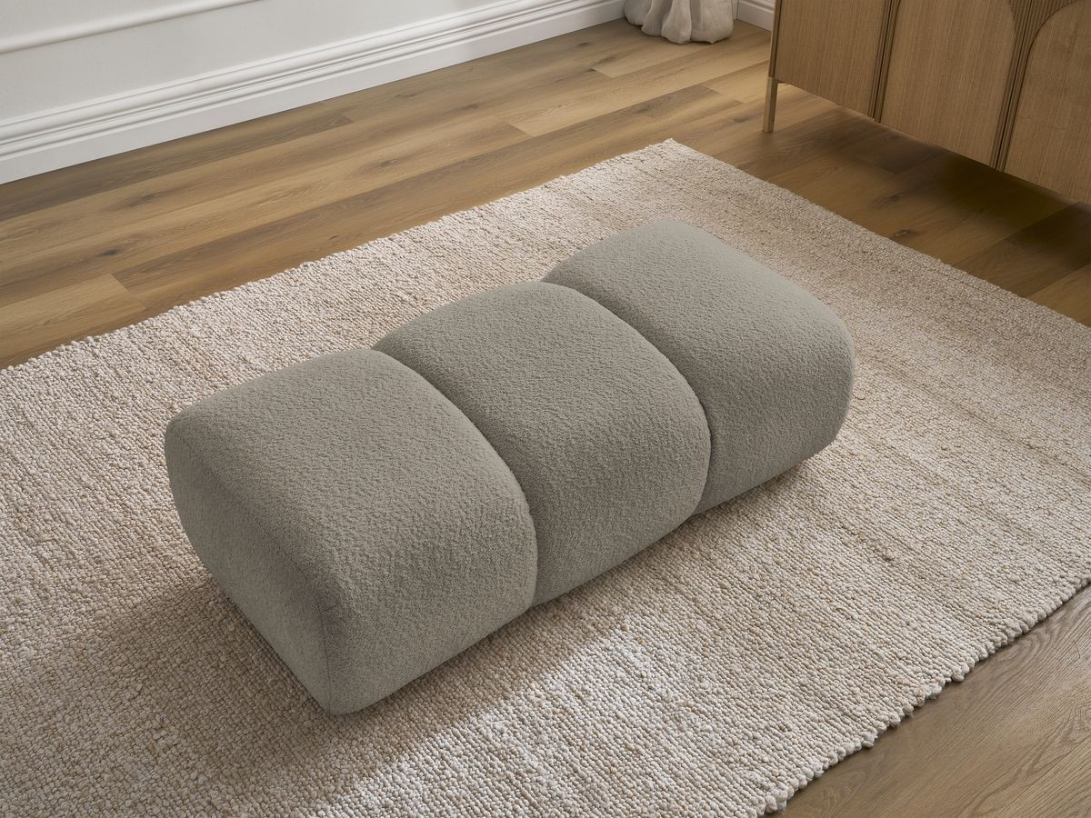 Bobochic Pamira Pouf Bouclé-Stoff Taupe