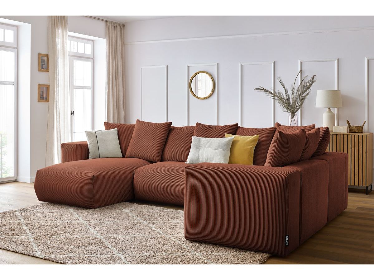 Bobochic Voltaire Wohnlandschaft 356 × 214 cm Cordsamt Orange Ecke links