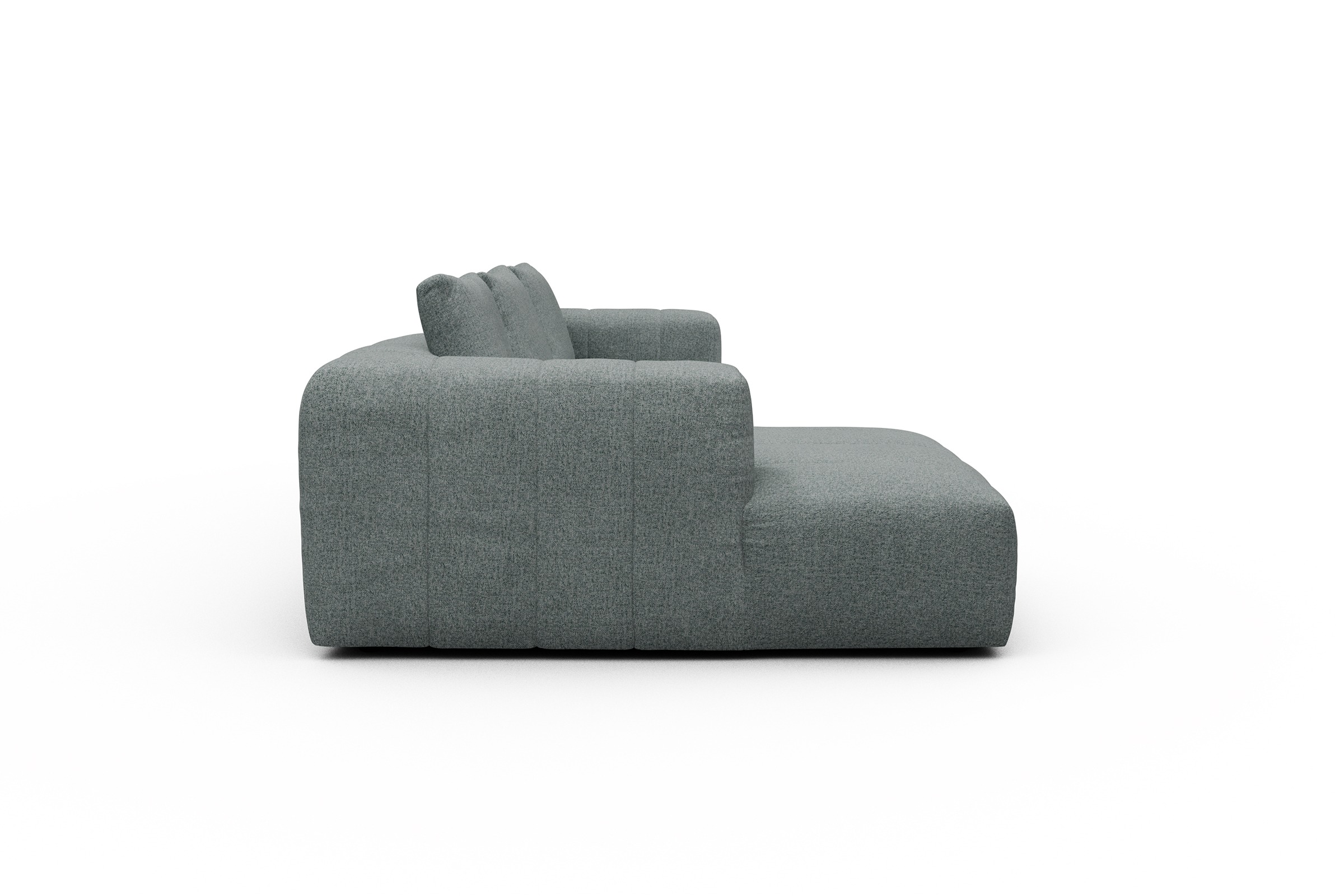 Ecksofa Hugo 2,5-Sitzer Armlehne rechts mit Chaiselongue Casone-Light-Mixed-Green