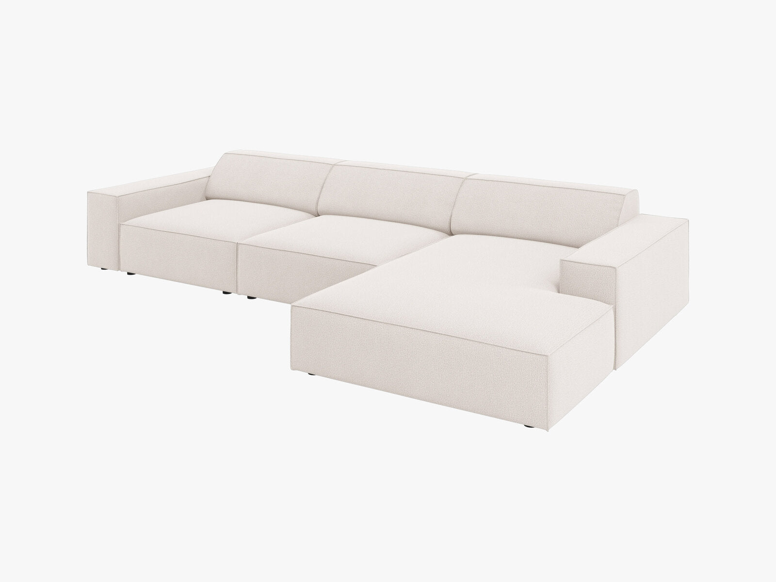 Micadoni Ecksofa Jodie 4-Sitzer Rechts Strukturierter Stoff Megan Helles Beige