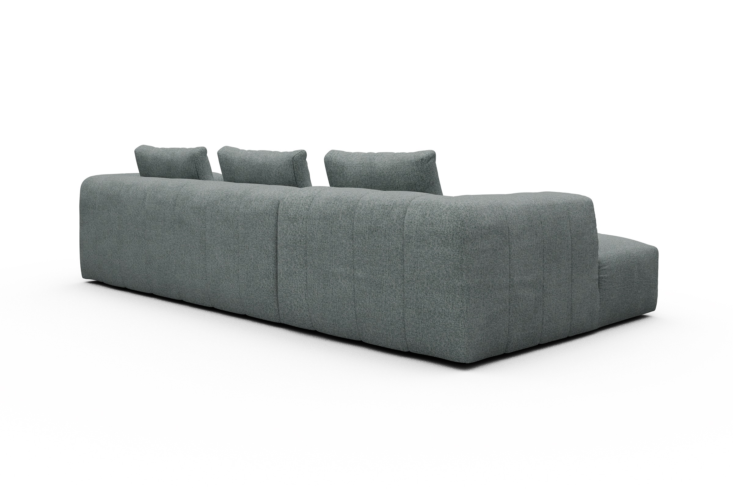 Ecksofa Hugo 2,5-Sitzer Armlehne rechts mit Chaiselongue Casone-Light-Mixed-Green