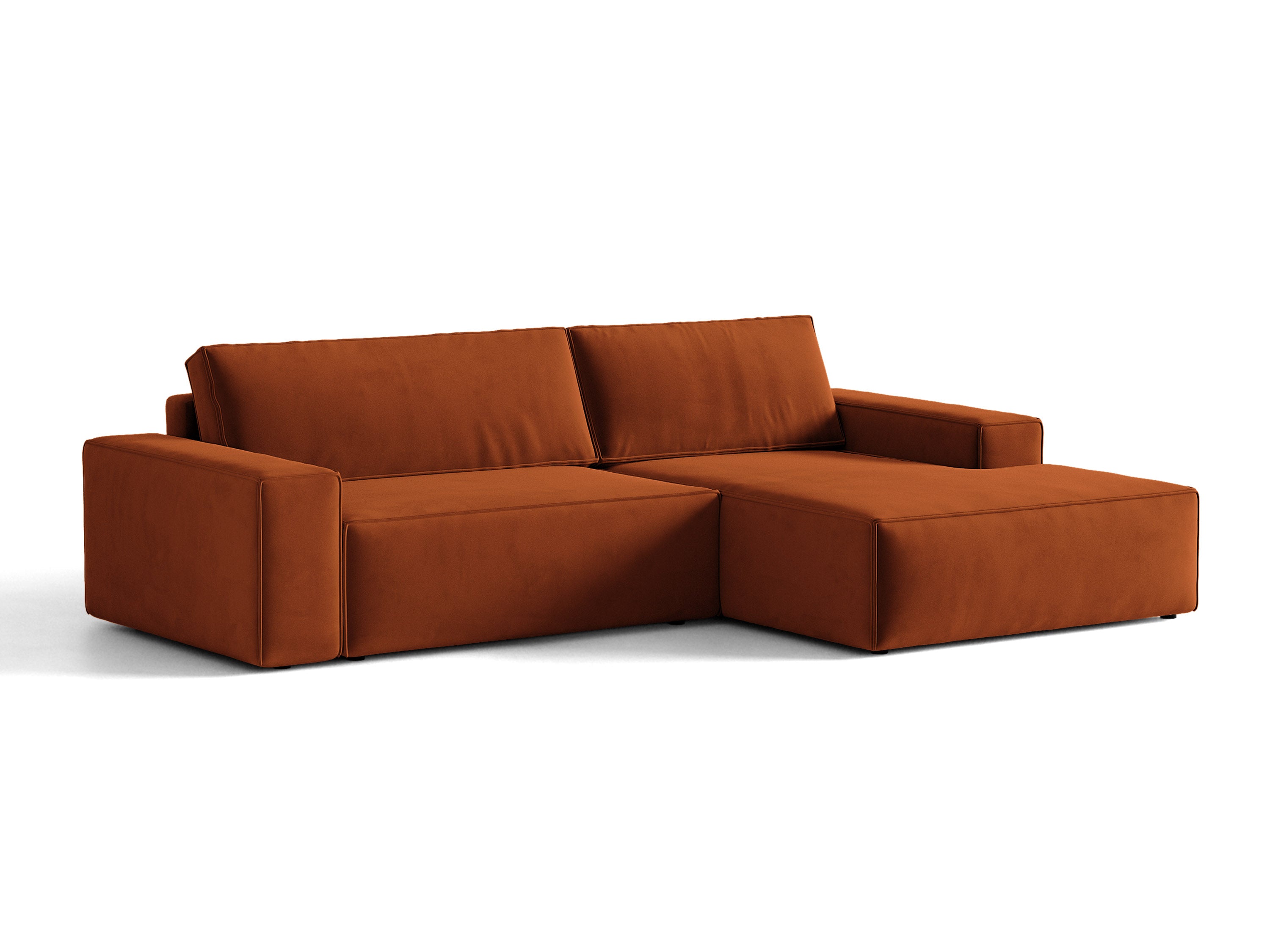 Micadoni Schlaf-Ecksofa Jodie 3-Sitzer Samt Bluvel Terrakotta Rechts