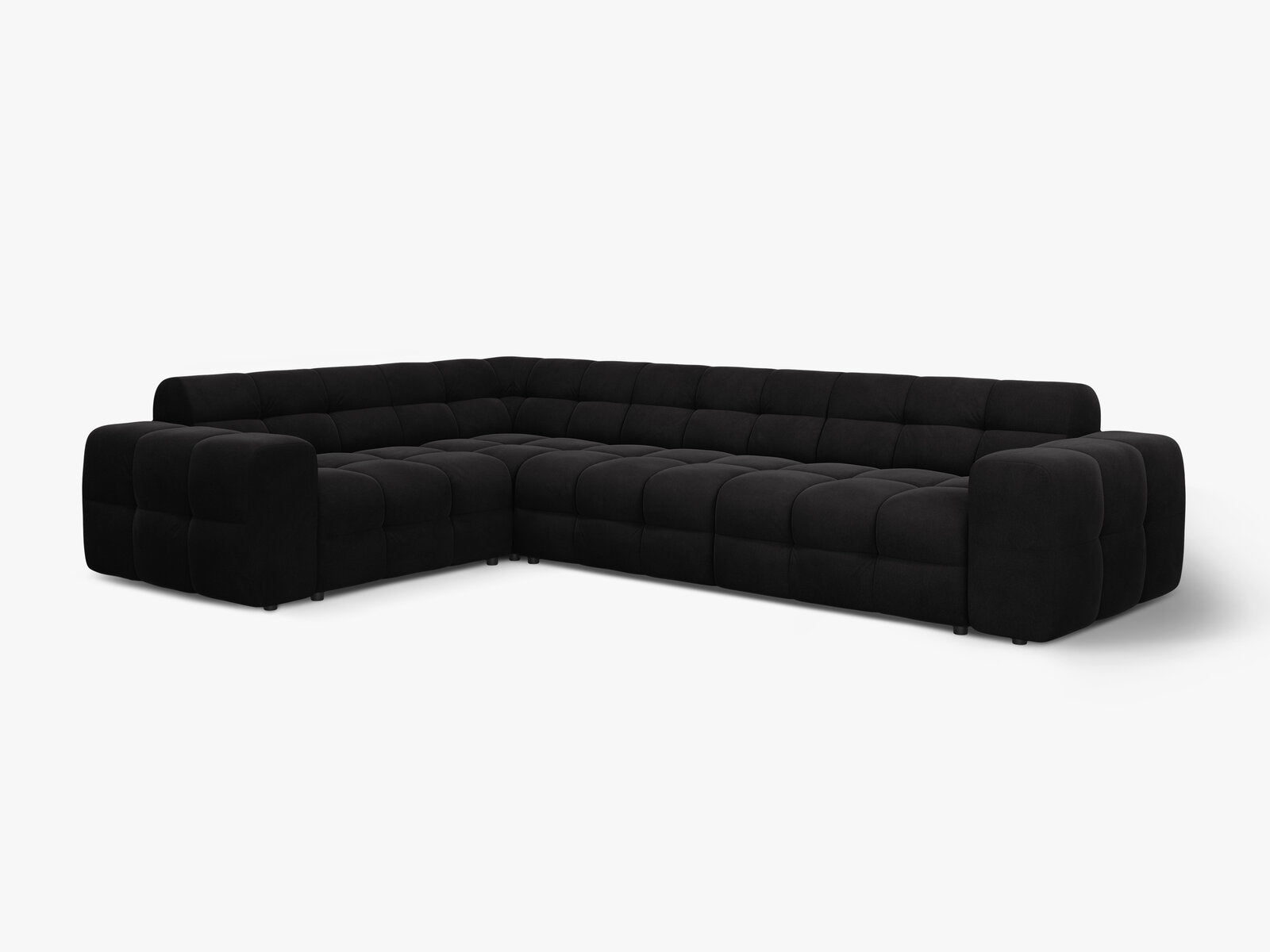 Micadoni Ecksofa Kendal 6-Sitzer Links Samt Magic Velvet Schwarz
