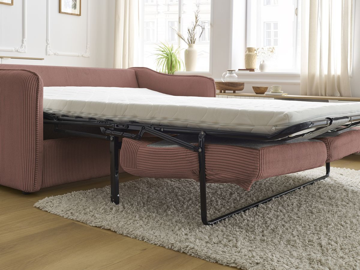 Bobochic Lenny Schlafsofa 3-Sitzer Cordsamt Rosa