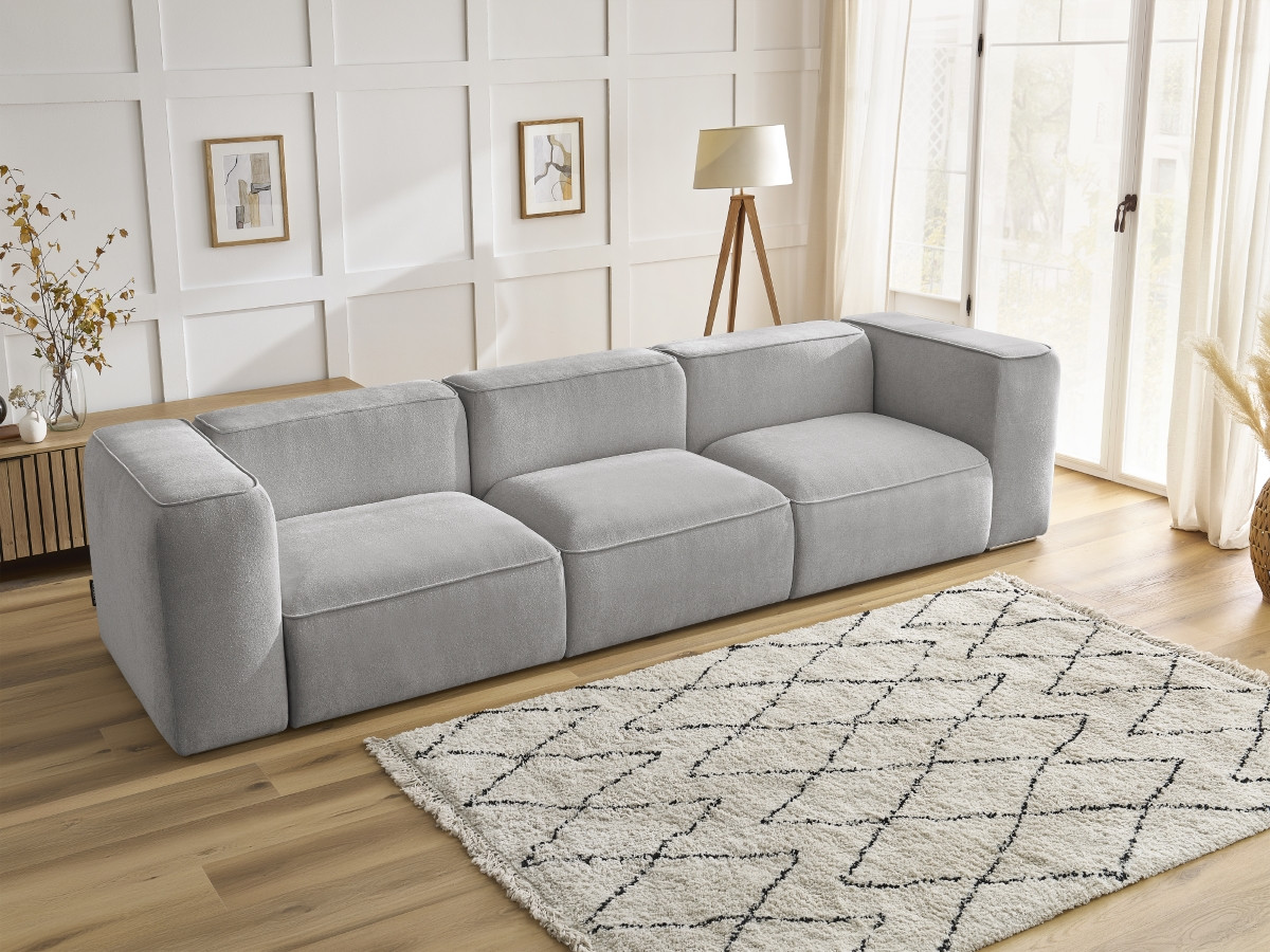 Bobochic Zephyr Sofa 3-Sitzer Strukturstoff Hellgrau