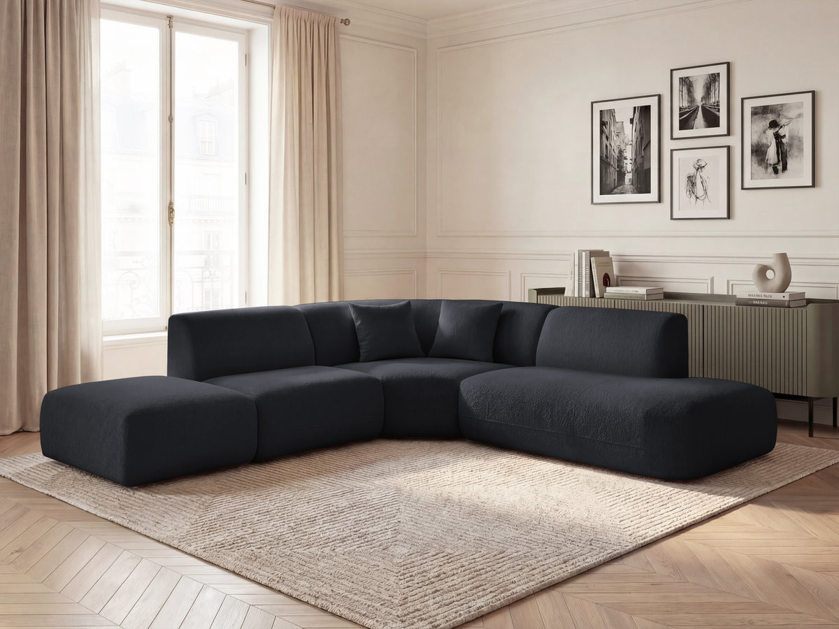 Bobochic Anda Ecksofa 279 × 264 cm Chenille Schwarz Ecke rechts