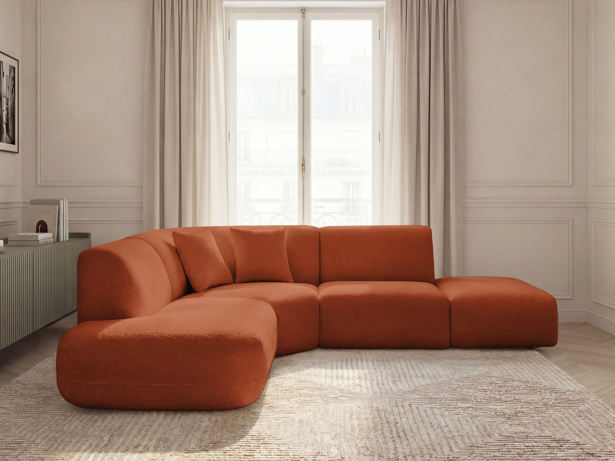 Bobochic Anda Ecksofa 279 × 264 cm Chenille Orange Ecke links