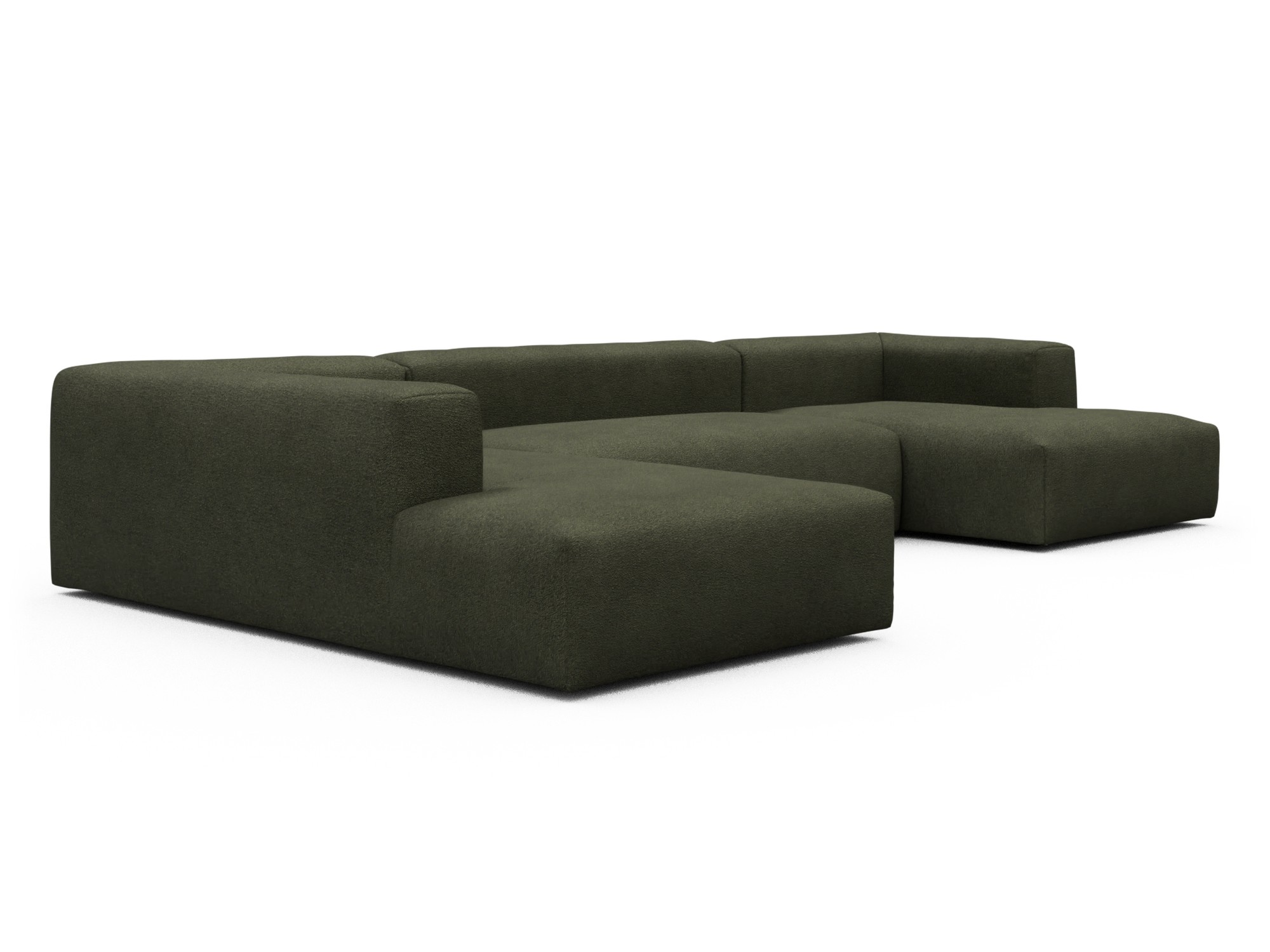 Skandi Home Wohnlandschaft Fred Relax-Ecke links mit 2-Sitzer und Chaiselongue rechts Boucle-Forest-Green moebelfaktor