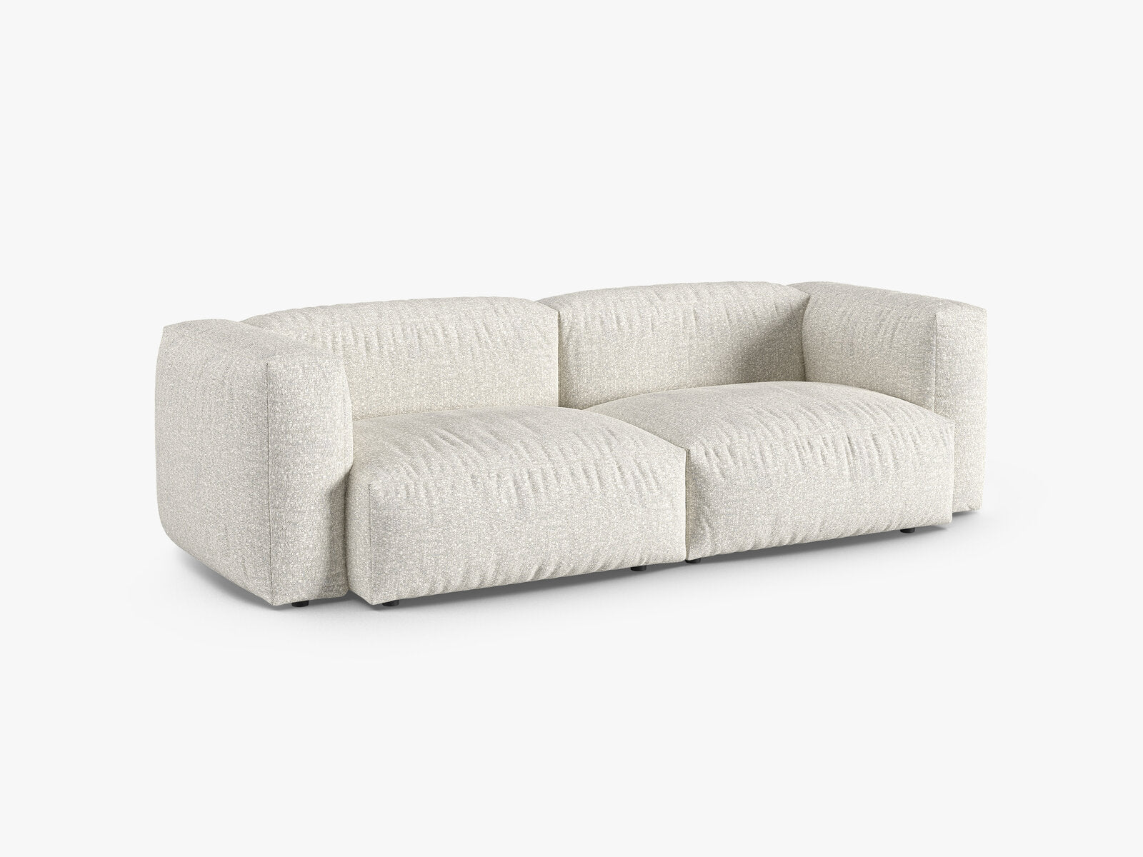 Micadoni Sofa Martina 3-Sitzer 90cm Sitztiefe Boucle Monet Grau Beige Melange