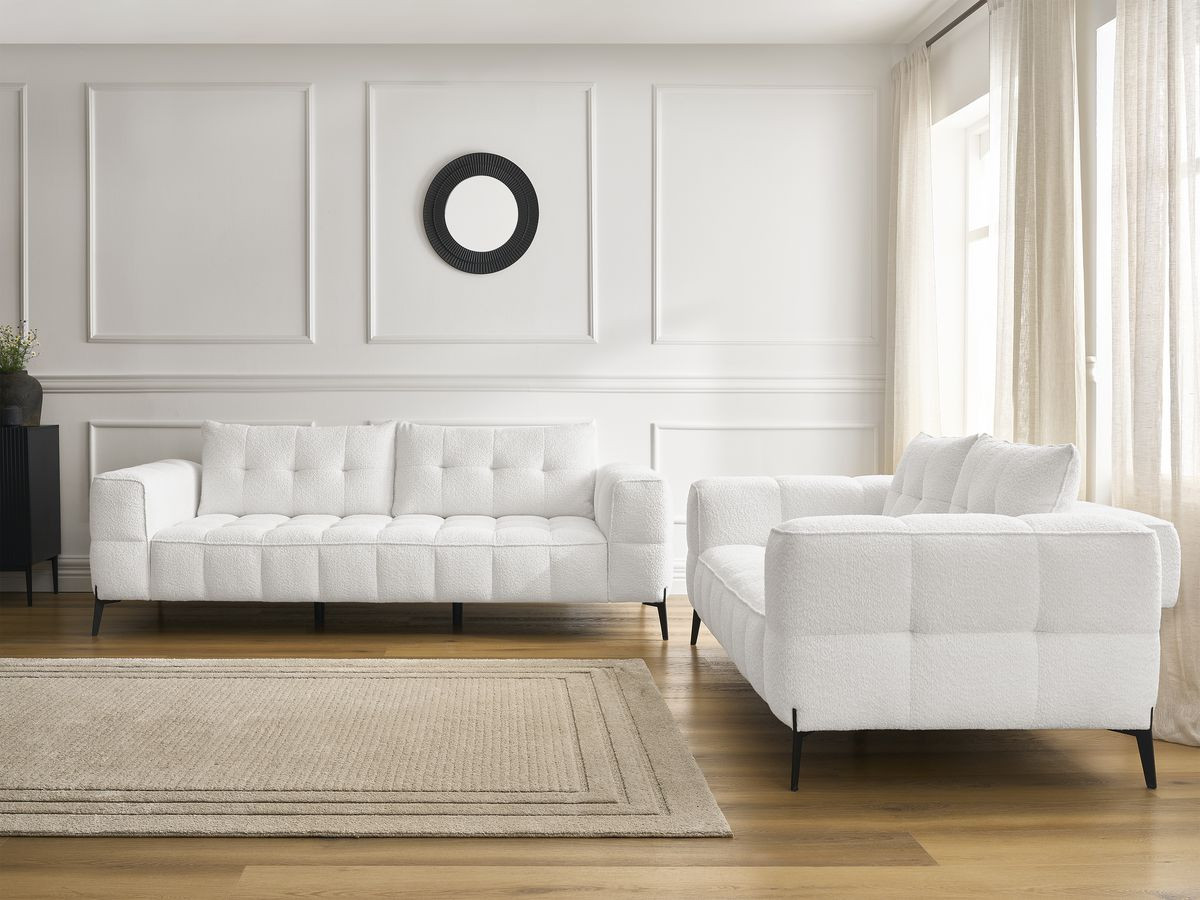 Bobochic Anis Sofa 5-Sitzer Bouclé-Stoff Weiß