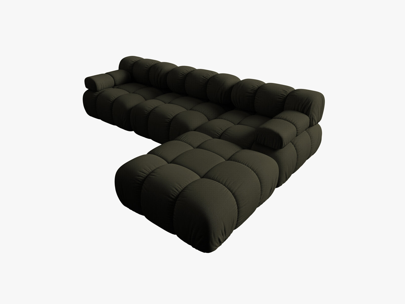 Micadoni Modulares Sofa Bellis 4-Sitzer mit flachem Modul 3D-Stoff Sonic Amazonas Grün