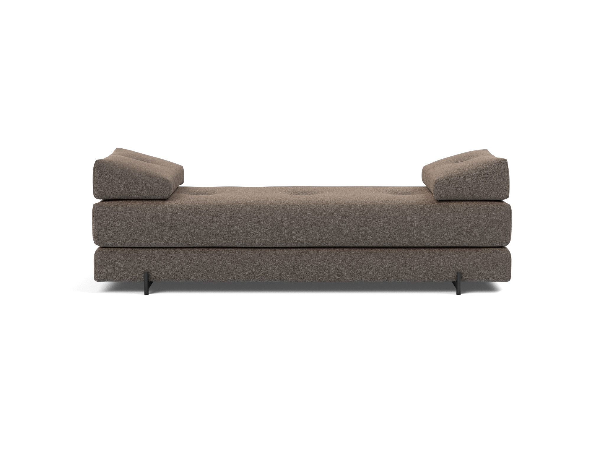 Tagesbett Sigmund Boucle Skandi 530-Taupe Beine Indu schwarz