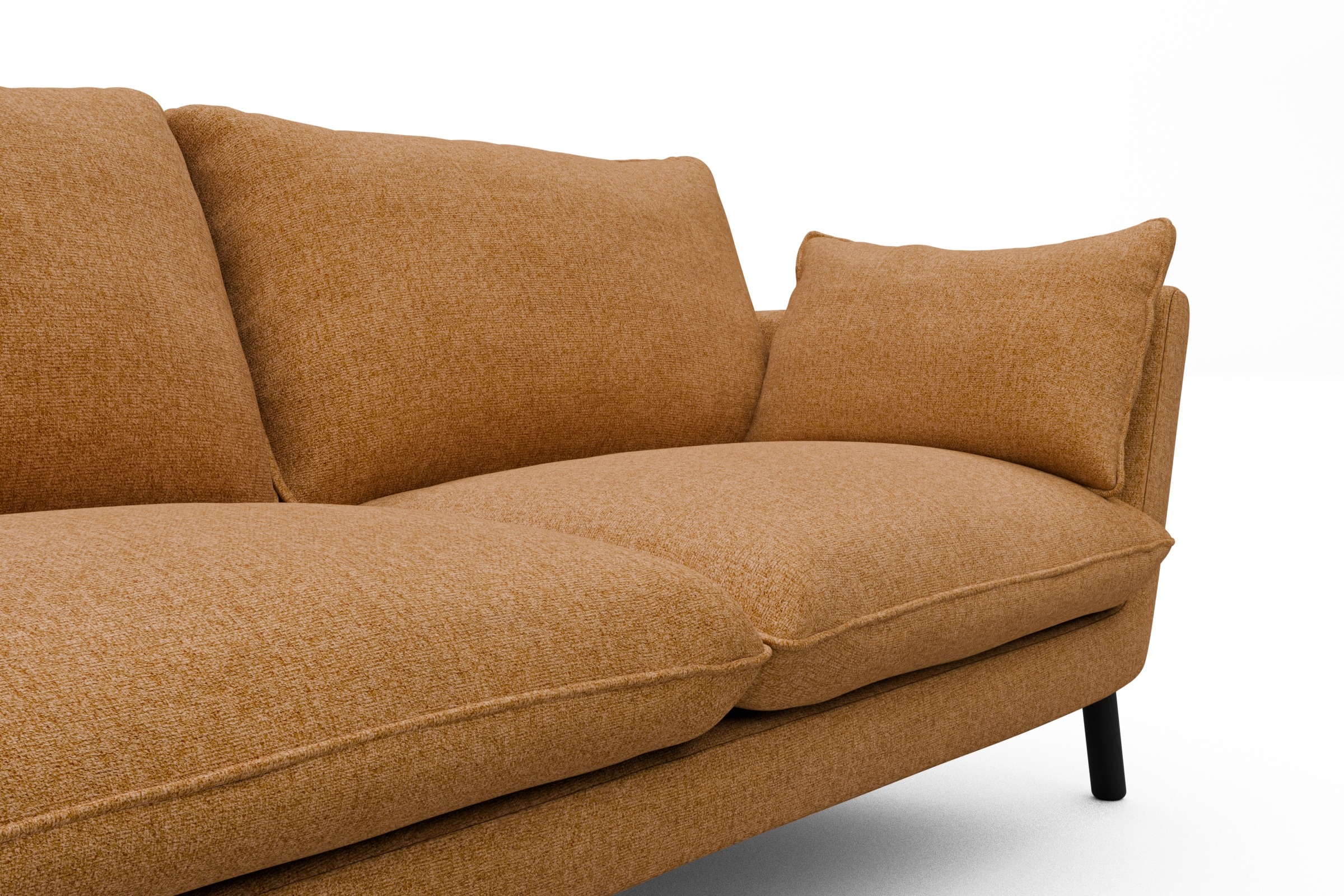 Sofa Emil 2-Sitzer Beinfarbe Eiche Schwarz Casone-Warm-Yellow