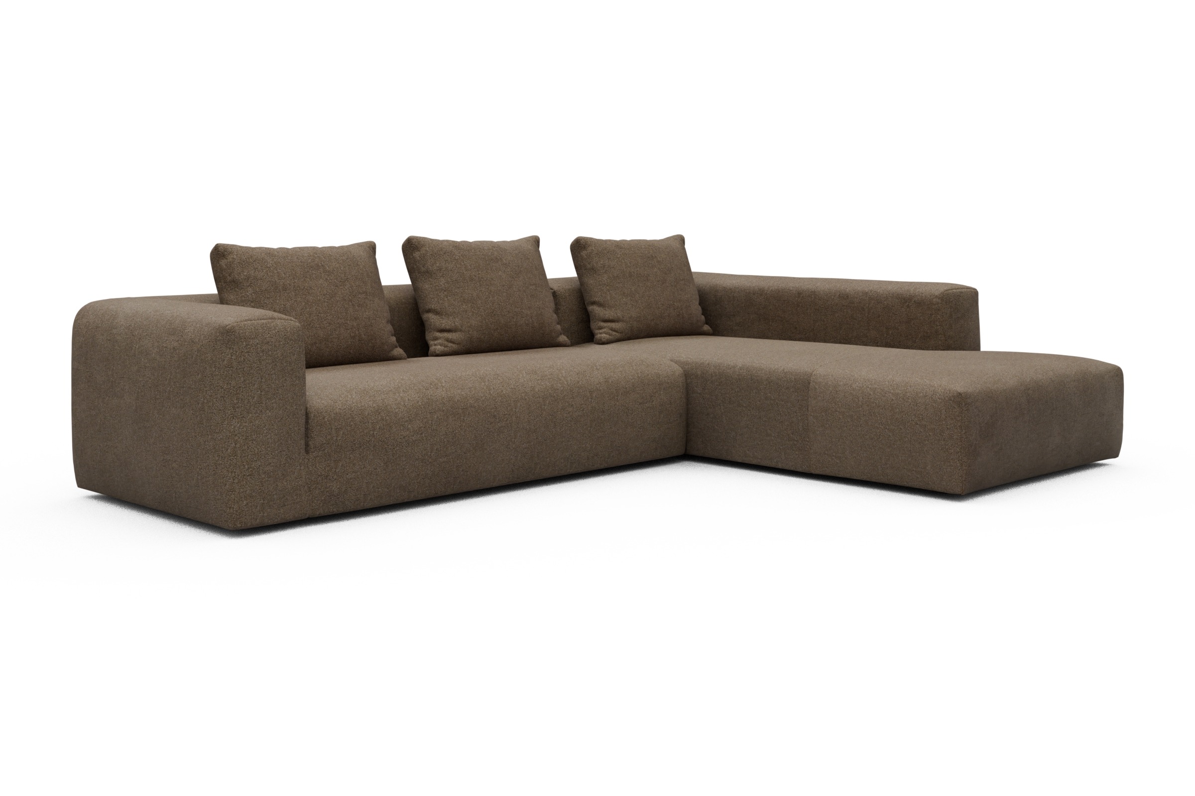 Ecksofa Fred Relax-Ecke rechts mit 2,5-Sitzer Aivi-Khaki-Brown