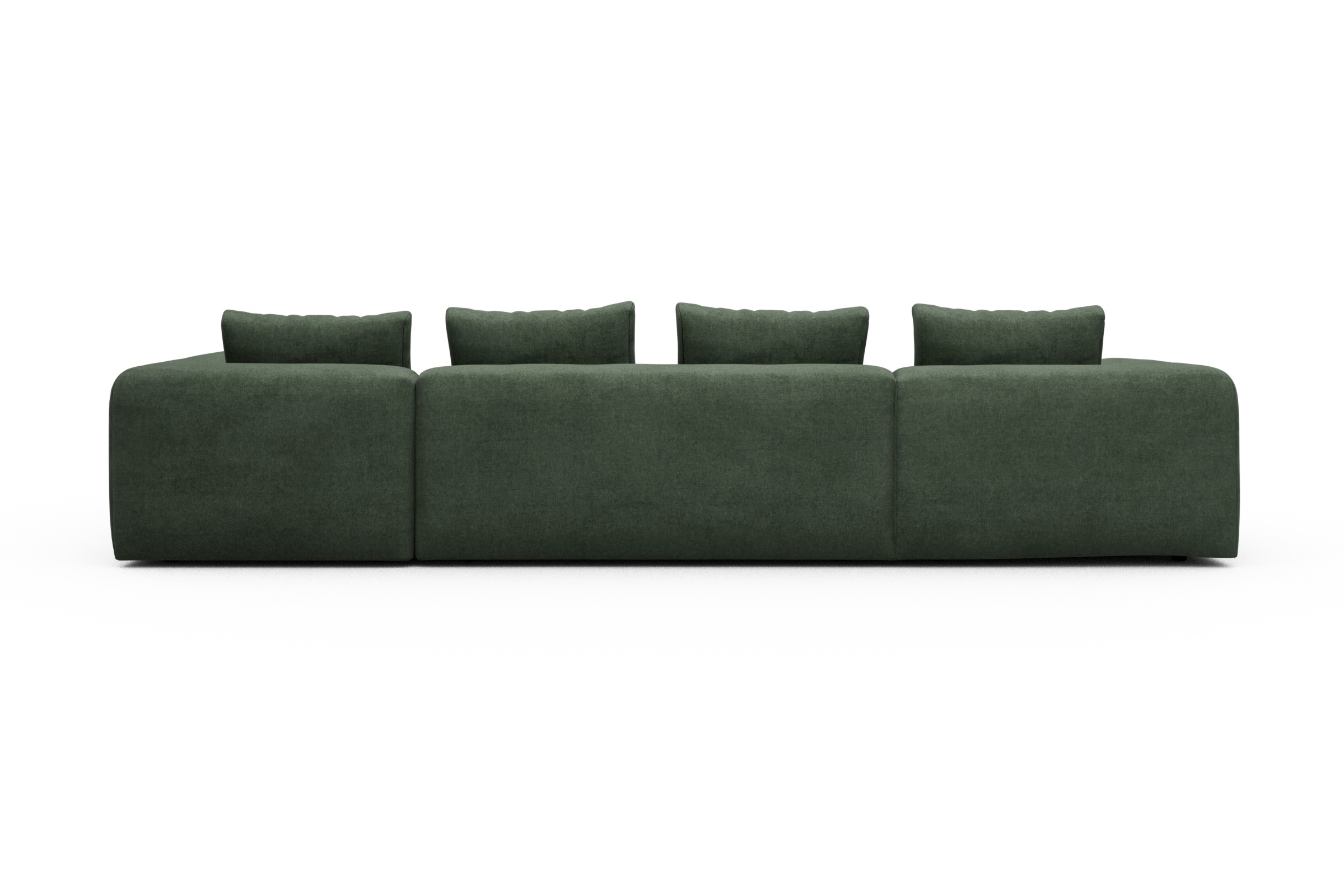 Wohnlandschaft Fred Chaiselongue links mit 2-Sitzer und lange Armlehne rechts Casone-Forest-Green