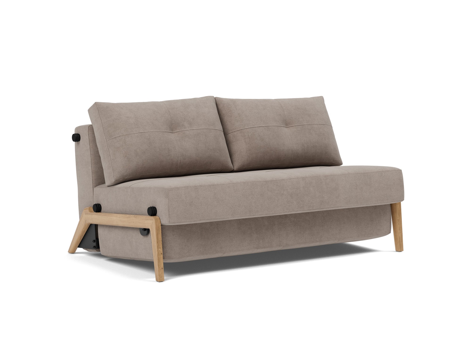 Schlafsofa Cubed 140 Kord Cordufine 318-Beige Beine Eiche