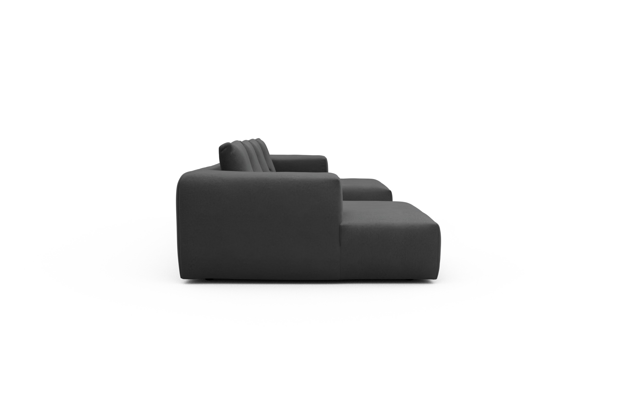 Wohnlandschaft Fred mit 2-Sitzer und Chaiselongue beidseitig Satya-Zinc