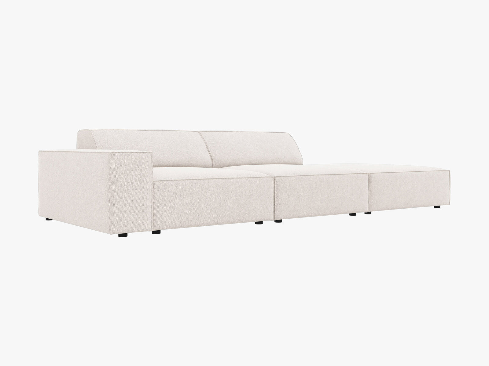 Micadoni Sofa Jodie 3-Sitzer Rechts Strukturierter Stoff Megan Helles Beige
