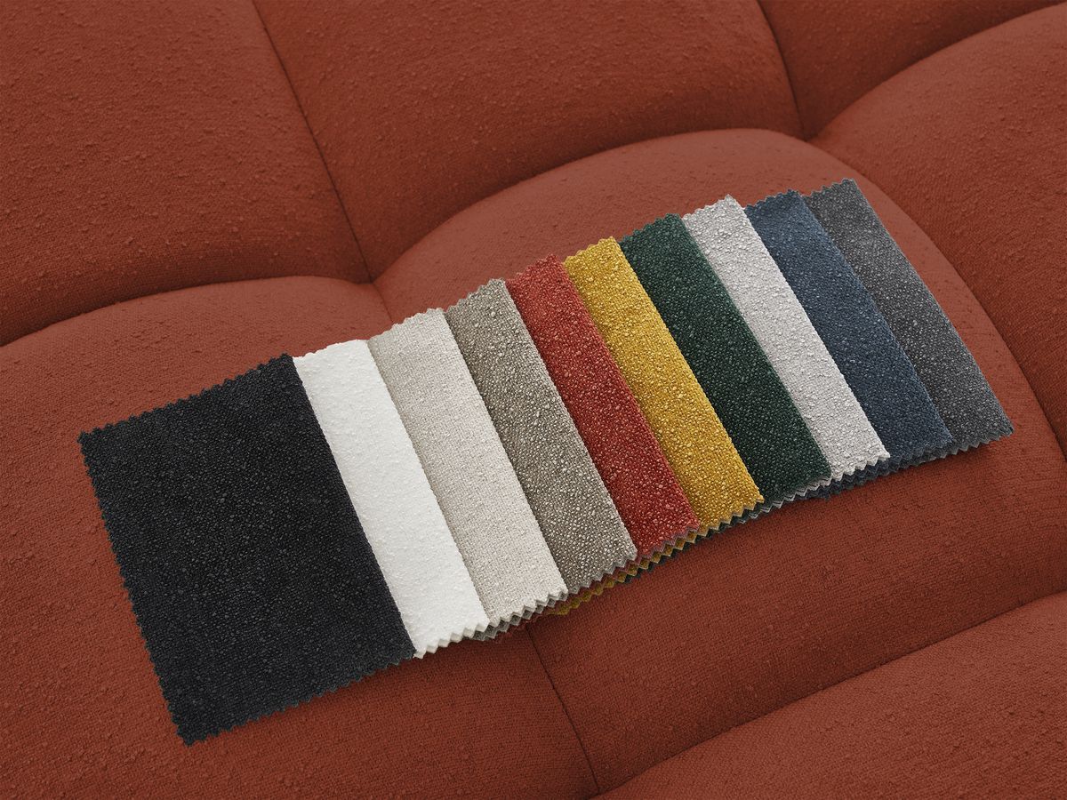 Bobochic Everest Ecksofa, 4 Kissen Strukturstoff Orange Ecke links